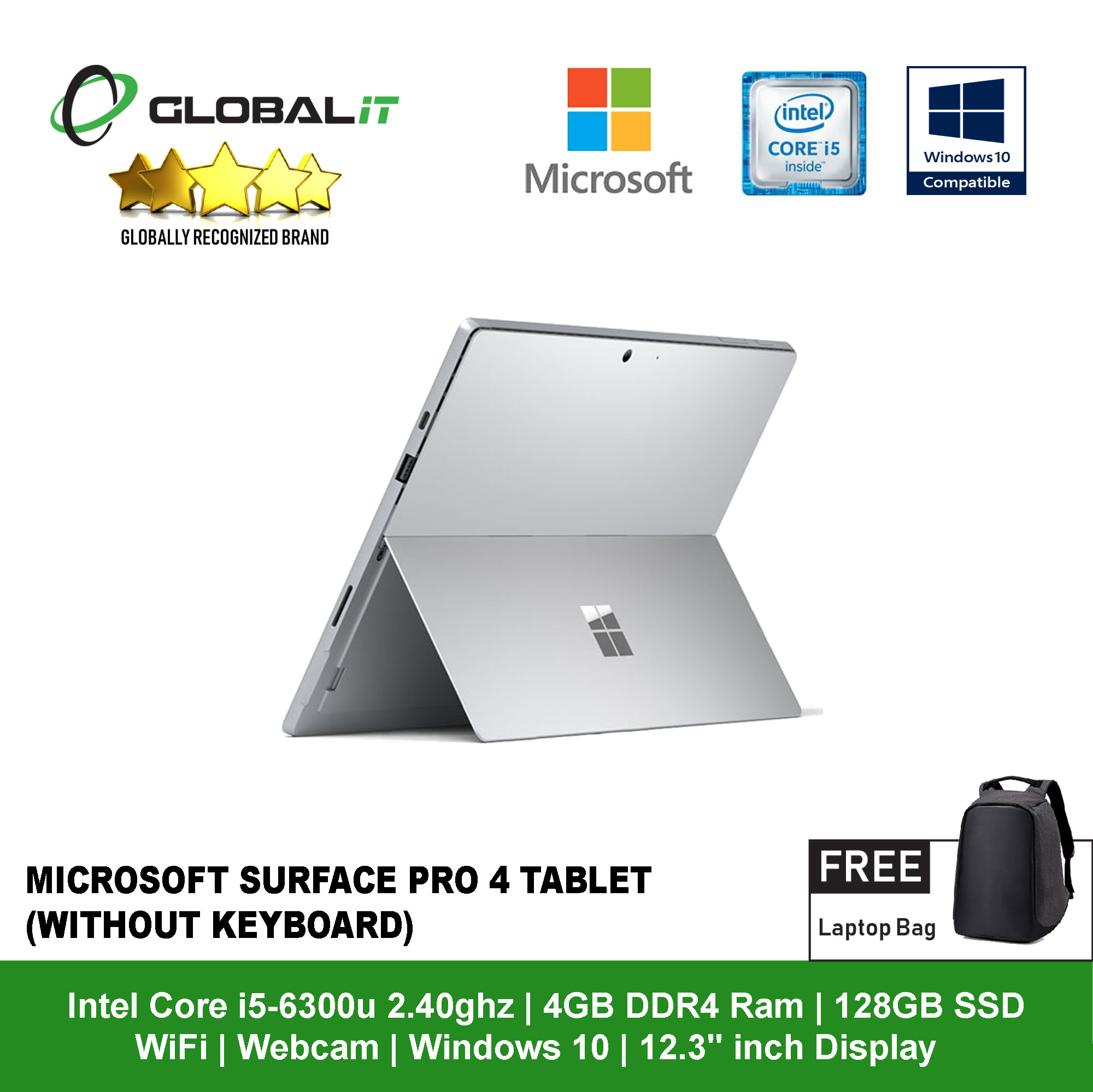 Microsoft Surface Pro 4 12.3 Tablet i5-6300U 2.4GHz 4GB RAM