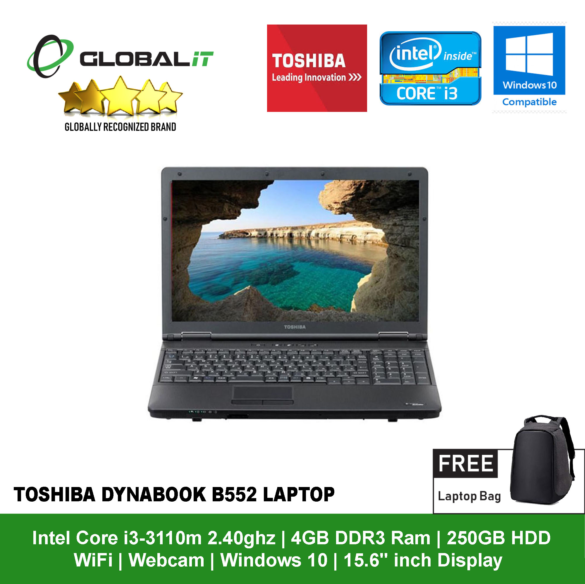 10002158TOSHIBA dynabook Satellite B552 Core i3 8GB 新品SSD240GB DVD-ROM 無線LAN Windows10 64bitWPSOffice 15.6インチ  パソコン  ノートパソコン