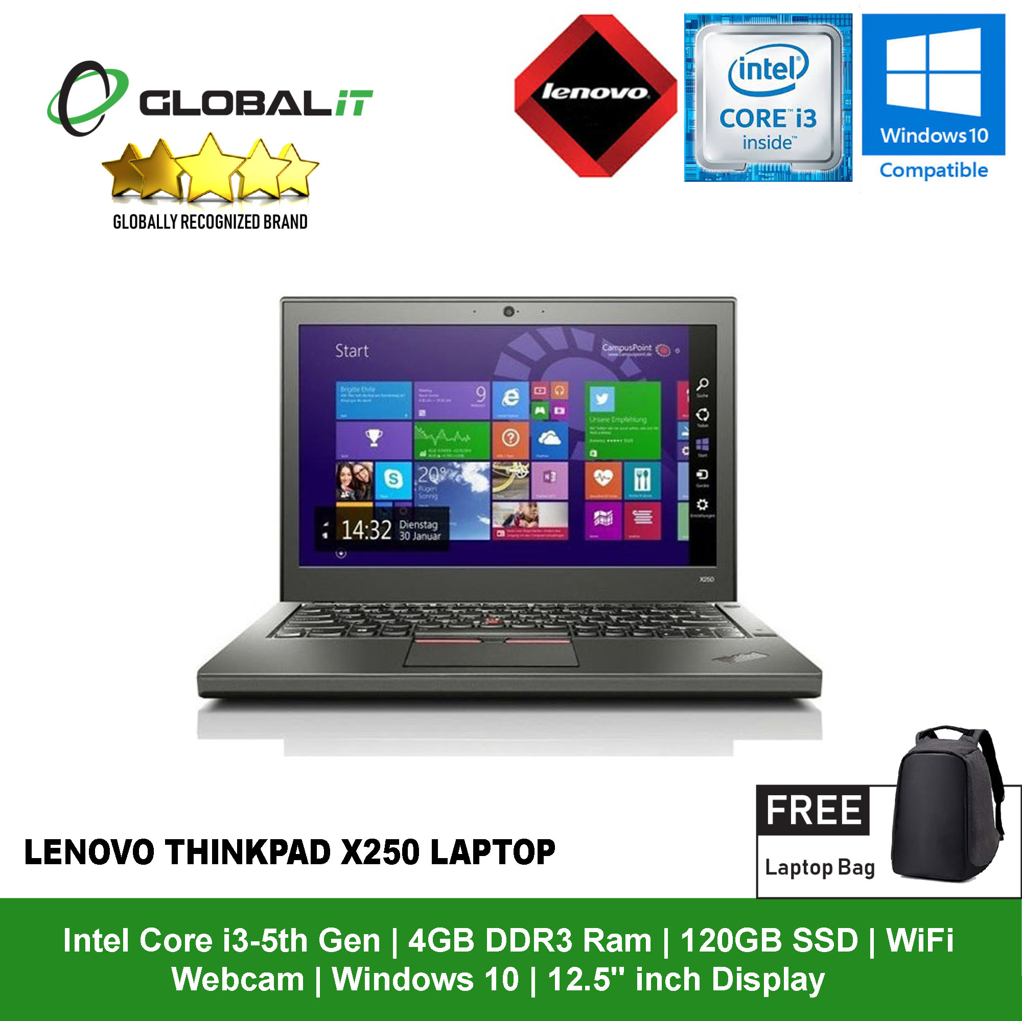 Lenovo Thinkpad x250 Laptop i3-5th Gen 12.5