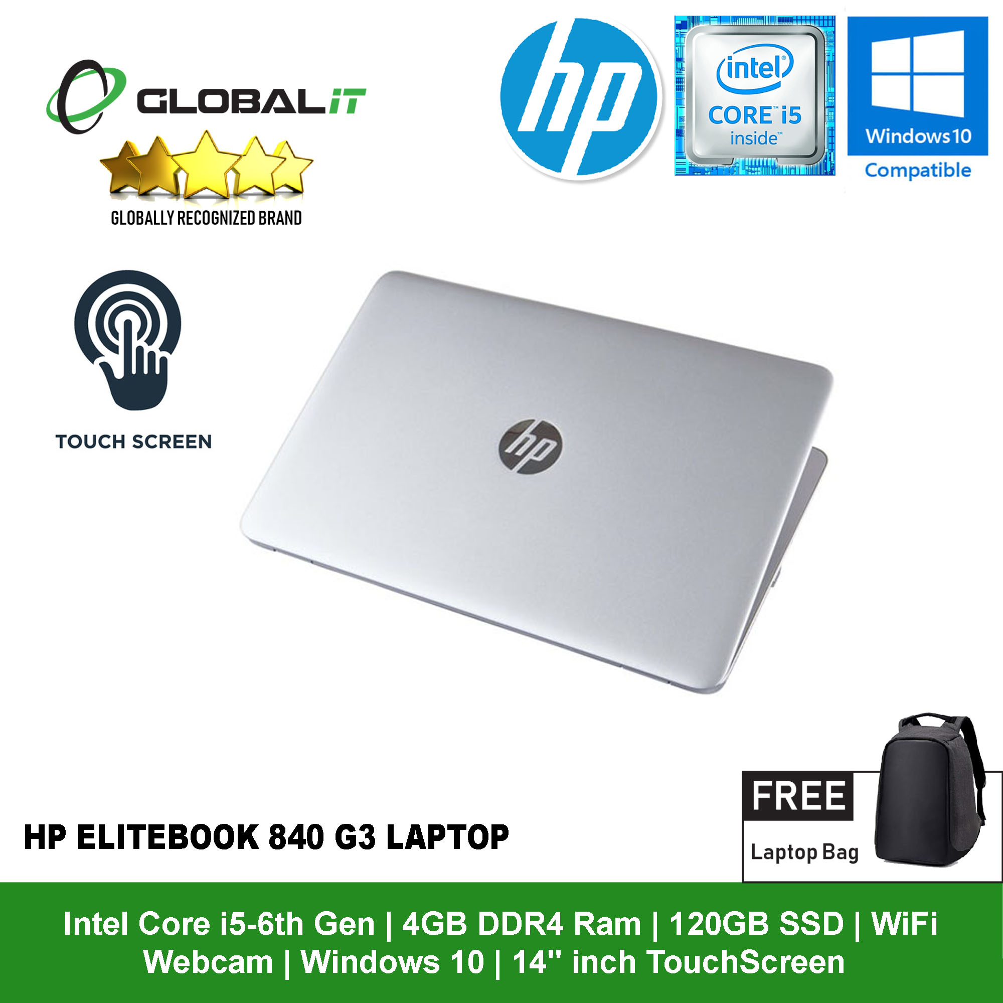 HP Elitebook 840 G3 i5- 6th Touch Screen Refurbished Laptop